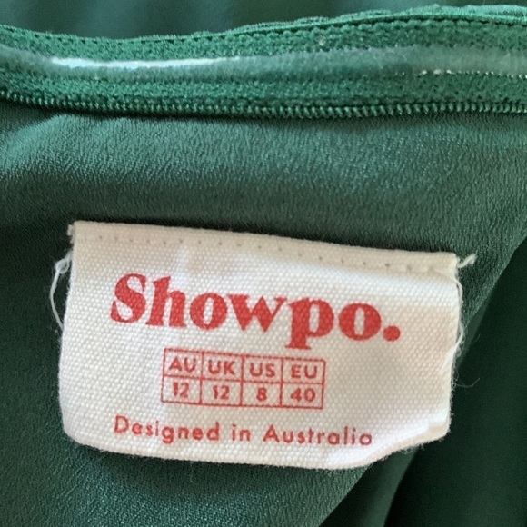 Showpo. Amethyst Green dress front split holidays bridesmaids size 8 Prom satin‎ - Picture 5 of 16